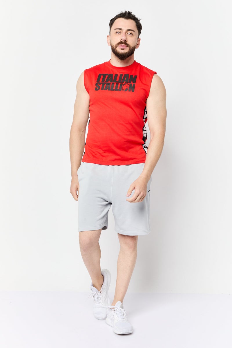 Rocky Men Crew Neck Sleeveless Graphic Print Vest, Red - Image 2